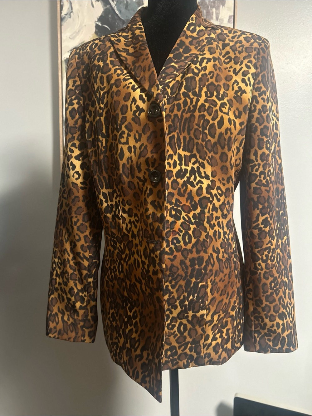 Le Suit Leopard Print Blazer Jacket - Brown & Tan